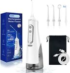 Cordless Water Flosser Teeth Cleaner Dental Oral Irrigator Picks Portable and Rechargeable 310ml Water Tank IPX7 Water Proof for Home and Travel Infiwarden (White)