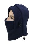 Gajraj Unisex Polar Fleece Thick Warm Full Cover Face Mask/Winter Cap (Navy)