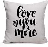 Nphuriy Love You More Decorative Throw Pillow Covers 16x16 Inches Cotton Linen Cushion Cover for Home Couch Sofa Bench Decor