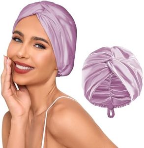 Baqzqudnl Adjustable Silk Satin Hair Bonnet for Sleeping Women, Double Layer, Silk Hair Wrap for Sleeping Women Men, Curly Natural Braid Straight Unisex - Lavender