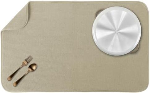S&T INC. Dish Drying Mat Jumbo, 18” x 30”, Absorbent Microfiber Kitchen Counter Mat, Dish Drying Pad for Dishes, Utensils, Pots and Pans, Jumbo, Pure Cashmere
