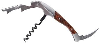 Sumnhay Corkscrew Wine Opener with Foil Cutter Cap Remover and Double Steel Hinges Lever Wine Key Bottle Opener for Home Kitchen Restaurant Bar Red Wood Waiter Corkscrews