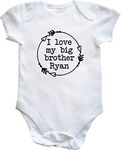 Hippowarehouse PERSONALISED I love my big brother NAME HERE baby vest bodysuit (short sleeve) boys girls
