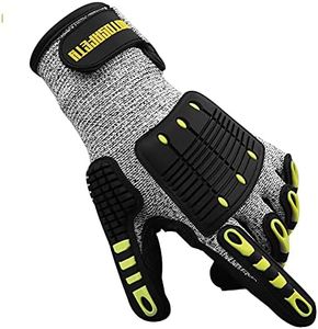 Mechanics Anti Vibration Gloves, TPR Anti Impact Cut Resistant Glove Heavy Duty Safety Work Gloves for Drilling Equipment Operation,Tool Handling, Mechanical, Automobile, Construction, Farming(1 Pair)