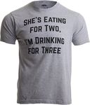 Drinking for Three | Funny New Dad Father Pregnancy Announcement Joke T-Shirt-(Adult,XL) Sport Grey