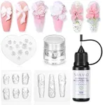 SAVILAND Essentials 3D Nail Gel Kit: 1-Minute Quick Molding Clear No Wipe 3D Sculpting Gel for Nail Art Design with White Pearl Chrome Powder Silicone Molds for DIY 3D Charm Beginner Nail Kit Home Use