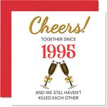 Funny 29th Anniversary Card for Husband Wife - Together Since 1995 - Happy 29th Wedding Anniversary Cards for Partner, I Love You Gifts, 145mm x 145mm Greeting Cards for Twenty-Ninth Anniversaries