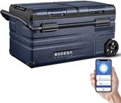 BODEGACOOLER 12 Volt Portable Refrigerator, 80 Quart Dual Zone Car Fridge,RV Freezer with APP Control, -4°F to 68°F, 75L, Retractable Handle, 12/24V DC & 100-240V AC, for Camping, Truck, RV, Boat, Van