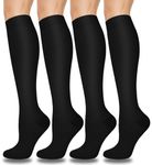 CTHH 4 Pairs Graduated Copper Compression Socks for Women & Men Circulation 15-20 mmHg - Best Support for Nurses, Running