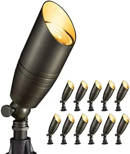 Gardenreet Solid Brass Landscape Spotlight,12V Low Voltage Directional Uplight Outdoor LED Landscape Light Fixture Without Bulb(12 Pack)
