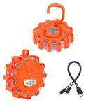 Meliya LED Road Flares Rechargeable Safety Flashing Warning Light Roadside Emergency Disc Beacon Kit for Vehicles Boats with Magnetic Base & Hook & 2-in-1 USB Charging Cable (2)