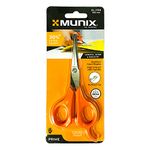 Munix SL-1158 148 mm / 5.8" Stainless Steel Scissors | Pointed Tip with Shock Proof Body | Ergonomic & Soft Handles for Easy Handling | Orange, Pack of 3 - Color May Vary