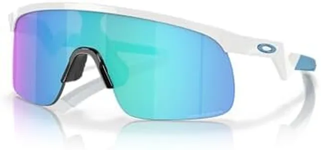 Oakley Youth OJ9010 Resistor Rectangular Sunglasses, Polished White/Prizm Sapphire, 23 mm