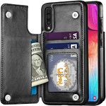 Aoksow Wallet Case Galaxy A50, Premium PU Leather Card Holder Case Kickstand Durable Shockproof Case for Samsung Galaxy A50s/A30s (Black)