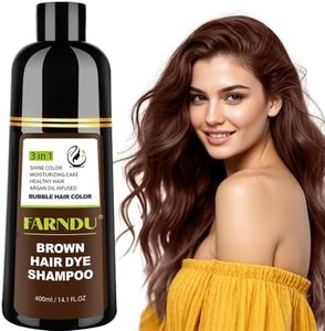 DYEING 221 BC FARNDU Chestnut Brown Hair Dye Shampoo for Gray Hair Coverage - 3 In 1 Natural Hair Color Shampoo for Women & Men, Champu Para Canas Mujer