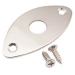 Musiclily Pro Steel Curved Oval Jack Plate for Electric Guitar and Bass, Nickel