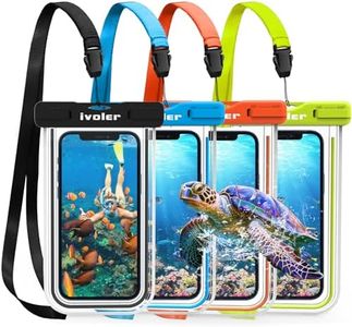 ivoler [Pack de 4] Pochette Étanche Téléphone [Certifiée IPX8] Etui/Housse/Coque Étanche Smartphones Universel Sac Protection pour Smartphone, téléphones, Jusqu'à 6,8'' (Nior+Bleu+Vert+Orange)