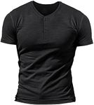 Men's Slub Henleys T-Shirt Short Sl