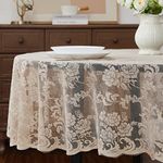 Warm Home Designs Thanksgiving Tablecloth 60 x 84 Linen Oval Tablecloth. Elegant Lace Tablecloths for Oval Tables Feature Floral Design for Rustic Kitchen Décor, Wedding Decor. MTC Linen Oval 84"