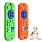 Hooku 2 Pack Silicone Teething Toys for Babies 0-6 Months, Teethers for Babies 6-12 Months, Remote Teether for Baby, Sensory Toys for Babies, Baby Chew Toys, Toddler Infant Newborn Baby Gifts