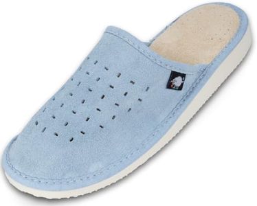 FOOTHUGS Womens Slippers Memory Foam Plantar Fasciitis Ladies Slippers Breathable Arch Support Slippers For Women Regular Fit (6.5 UK, Blue)