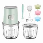 Portable Cordless Electric Baby Food Processor/Mini Food Chopper 150W/1200mAh,2 Glass Cups 10oz/20oz for Vegetable Fruit Meat, Baby Food Glass Container with Scraper for Dicing, Mincing and Puree (10oz/20oz 2 cups include）