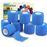 Self Adhesive Bandage Wrap 8 Pack 2" x 5 Yard Elastic Vet Wrap Cohesive Bandage Non Woven Breathable Bandage for Wrist Ankle Sprains Swelling(Blue)