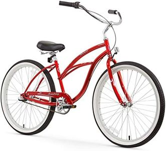Firmstrong Urban Lady Three Speed Beach Cruiser Bicycle, 26-Inch,Red w/Black Seat,15236