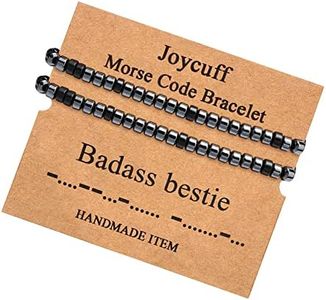 Morse Code Bracelet for Women Men Couple Lover Friend Son Daughter Sister Aunt Wife Girlfriend Cousin Adjustable Strand Engraved Matching Bracelet Set 2 PCS Secret Message Hematite Beads Unique Funny Gift Mothers Day Valentine Day Christmas Birthday Graduation Jewelry, Stone, no gemstone