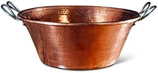 Sertodo Copper Jam Pan | 12 in Diameter x 5 in Deep | 4 Qt | 100% Solid Copper, Heavy gauge, Hand Hammered, Patented Handle System | Jam, Carnitas, Polenta, Chilling Wine and Beer