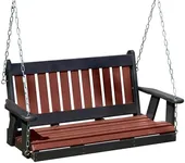 Mission Poly Lumber Wood 5FT Porch Swing Amish Craftsmandship Made in USA HDPE with No Wood fibers 1000 lbs Limit. Stainless Steel Hardware.Signature Design for Patio Outdoor Backyard Garden Park