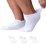 Viasox Diabetic Ankle Socks for Women & Men 3 Pack, Low Cut Non Binding, Seamless Neuropathy Socks, White, Large
