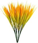 BELLE VOUS 4 Pack of Artificial Plastic Wheat Grass Plants - Realistic Fake Indoor/Outdoor Greenery Shrubs for Home, Office, Garden & Kitchen - Hanging Bushes for Wedding, Table Decor and Veranda