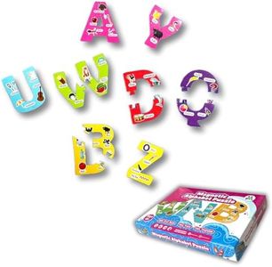 Magnetic Alphabet Puzzle for Kids, 26 Break-Apart Foam Letters with Matching Words, Fun Educational Learning Toy for Children