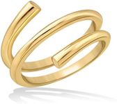 RENAEI 14K Gold Plated Spiral Ring for Women | Size 7