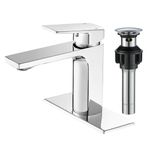 VOTON Chrome Bathroom Faucet Single Handle Bathroom Sink Faucet Lavatory Vanity Faucet with Pop Up Drain & Deck Plate 1 or 3 Hole Bathroom Faucet