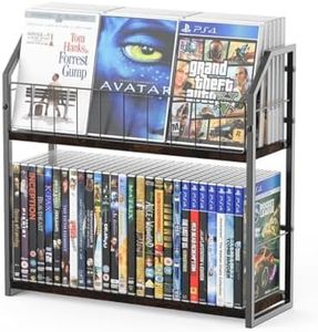 PAPAGIFTREE 2-Tier DVD Storage Rack, DVD Shelf for Non-slip Feets, DVD Holder Display with 10 lb per Tier, Stores Up to 56 DVDs, Display Organizer Tower for Music Enthusiasts and Collection