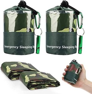 EEEKit Saco de Dormir de Emergencia, 2 Sacos de Supervivencia Ligeros e Impermeables, Mantas térmicas de Emergencia con Silbato de Supervivencia para Acampar, Senderismo, Actividades al Aire Libre