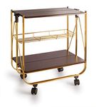 SPREAD SPAIN® Foldable Wooden Service Trolley/Bar Trolley/Kitchen Trolley (Standard, Coffee)