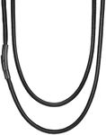 Suplight Waterproof Woven Wax Rope Chain Braided Leather Necklace for Men Women, 3MM Black Necklace Cord with No Rust Black Clasp, DIY necklace chains for jewelry making 30Inch