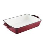 Barbary & Oak BO800258RED Cast Iron Rectangular Roaster with Durable Enamel Interior, 39cm, Bordeaux Red