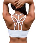 YIANNA Padded Sports Bra for Women Elastic Breathable Wireless High Impact Running White Yoga Bra Top M 139