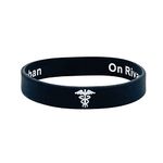 On Rivaroxaban Hidden Message Wristband Medical Alert ID Bracelet Black White Men's Ladies Silicone Band 202mm (1 Wristband only)