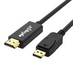 Eplugit DisplayPort To HDMI Cable, Male to Male 4K DP to HDMI Adapter Compatible with laptop, desktop, monitor, projector, Smart TV and HDTVs | 2M/6.6 ft- Cable