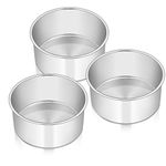 6 x 3 Inch Round Cake Pans, E-far Stainless Steel Deep Cake Baking Pan for Layer Cake Chiffon Cheesecake, Healthy Metal Cake Tin for Birthday Wedding Party, Straight Side & Dishwasher Safe - Set of 3