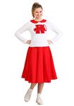 Fun Costumes Grease Women's Rydell High Cheerleader Costume, Vintage Red and White Cheer Squad Halloween Outfit X-Large