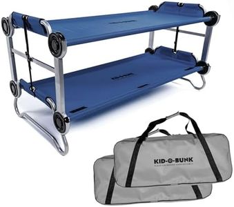 Disc-O-Bed Youth Double Cot Kid-O-Bunk, Modular for Bunk Beds, Dual Cots, or Bench with 2 Carry Bags for Portable Transport, Navy