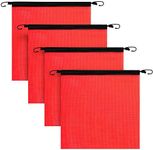 Boao 4 Pieces 18 x 18 Inch Hook Safety Warning Flag Mesh Safety Flag Warning Flag with Vinyl Welt and Bungee Cord for Truck and Pedestrian Crossings (Deep Red)