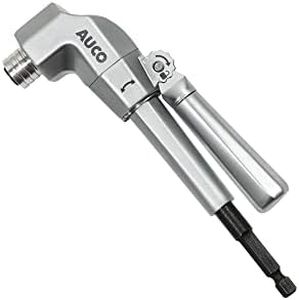 AUCO Durable Right Angle Drill Attachment, Impact Fit, Max Torque 500 in-lbs, All Metal Body & Steel Gear, For Use with Cordless Drill and Impact Driver, Compact Design for Work in Tight Area