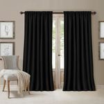 Elrene Home Fashions 026865854039 Blackout Energy Efficient Room Darkening Rod Pocket Window Curtain Drape Regal Solid Panel, 100% Polyester, Black, 52" x 84" (1 Panel)